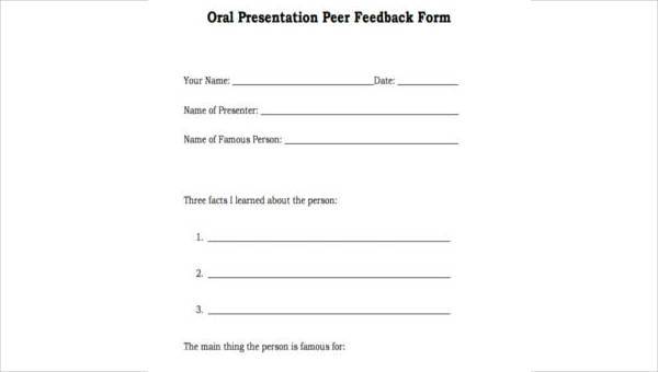 presentation feedback form samples