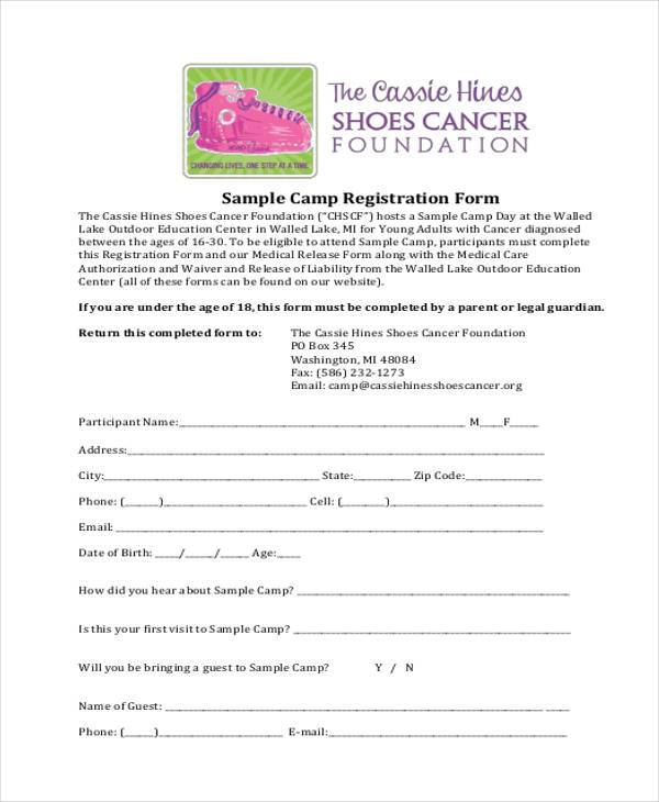 printable camp registration form 