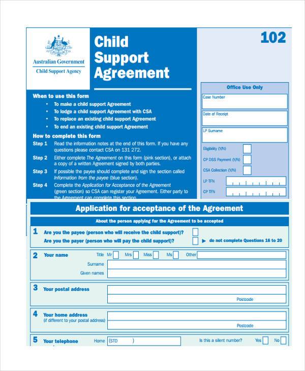 printable child support agreement form1