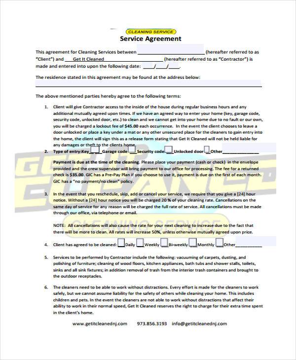 FREE 7+ Sample Cleaning Contract Forms in PDF MS Word