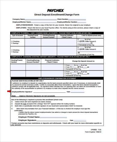 free 9 sample printable direct deposit forms in pdf ms