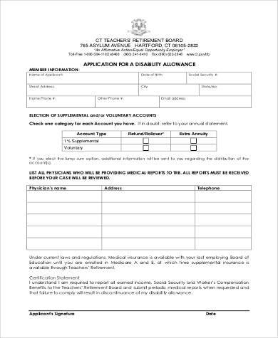 printable disability allowance application form