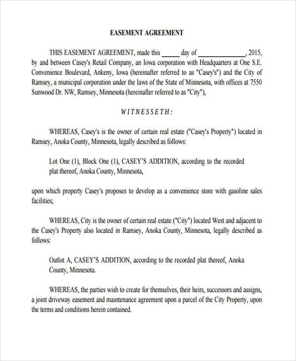 printable easement agreement form