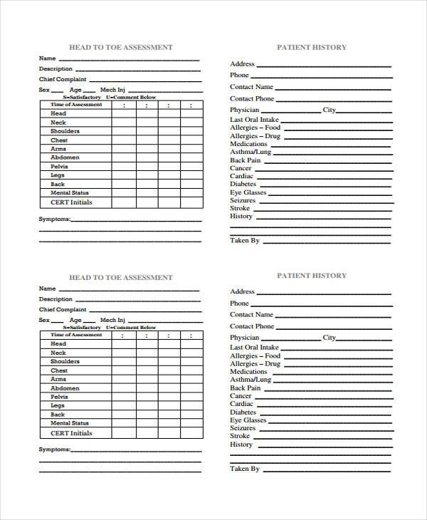 head to toe assessment checklist copd