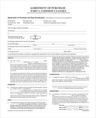 printable home purchase agreement form