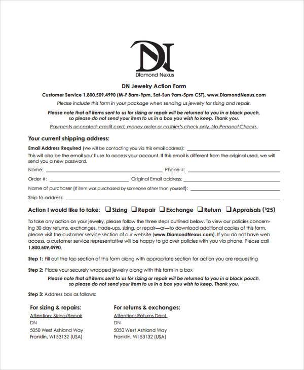 printable jewelry appraisal form