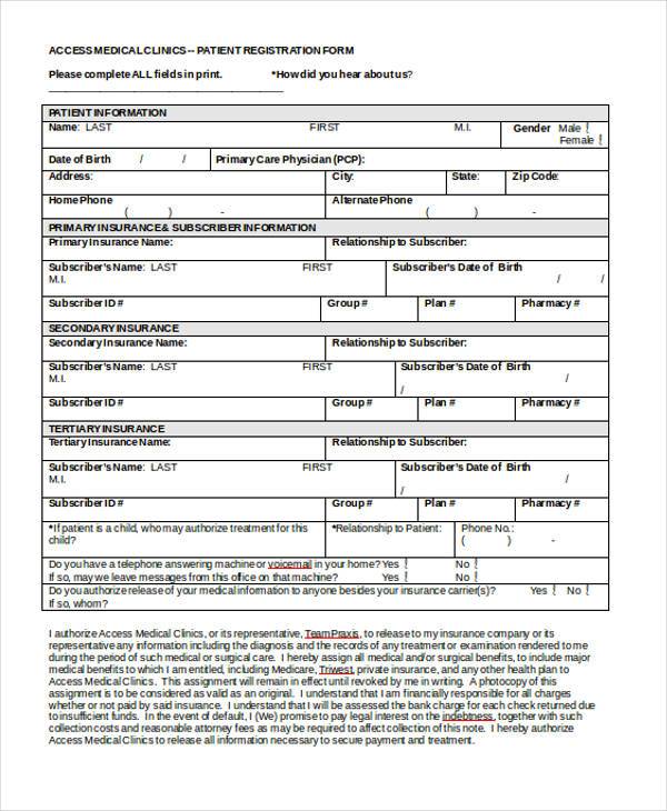 printable patient registration form1