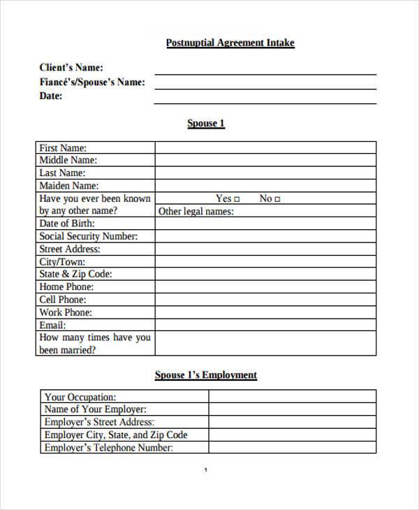 Post Nuptial Agreement Template DocTemplates