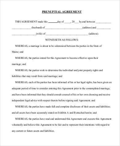 printable prenuptial agreement form