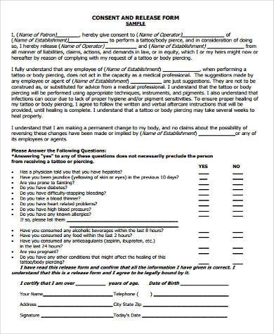 Tattoo Consent Form Template