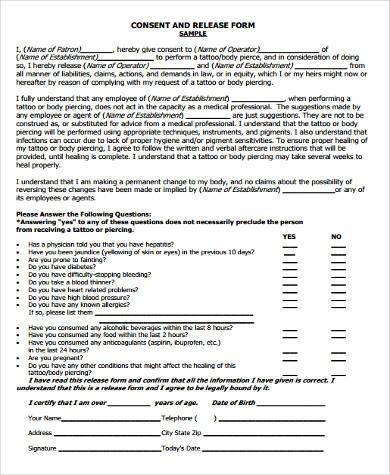 FREE 8+ Sample Tattoo Consent Forms in PDF | MS Word