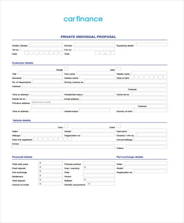 private individual proposal form