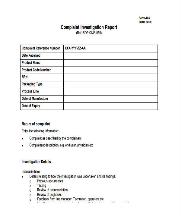 product complaint investigation form1