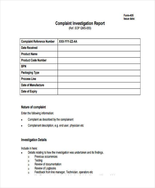 product complaint investigation form2