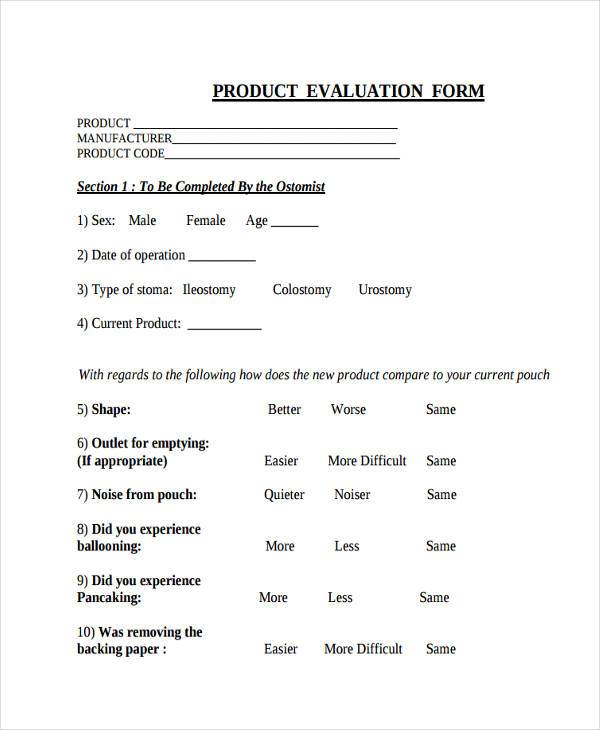 FREE 9+ Sample Product Evaluation Forms in PDF MS Word