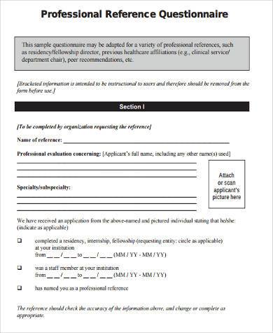 professional reference questionnaire form1