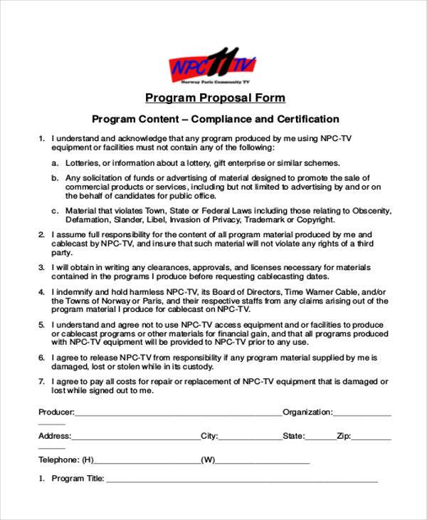 FREE 8+ Program Proposal Forms in PDF | MS Word