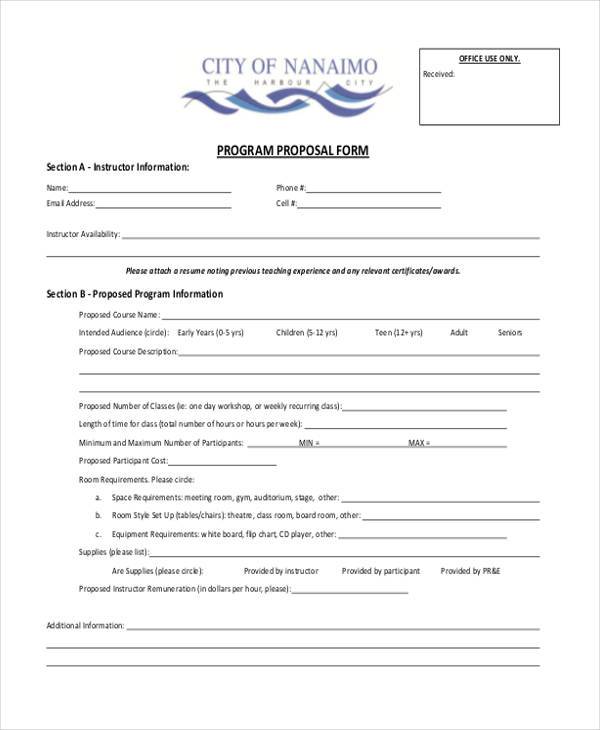 FREE 8+ Program Proposal Forms in PDF | MS Word