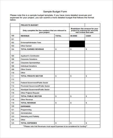Project Budge Forms FREE 9+ Project Budget Form Samples in PDF | MS Word | Excel