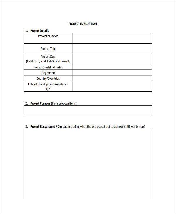 project evaluation form example