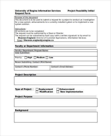 project feasibility initial request form