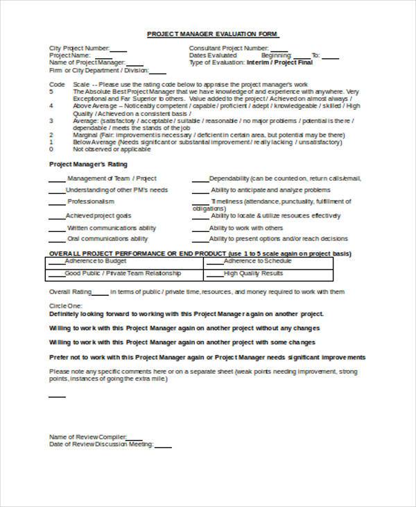 project manager evaluation form1