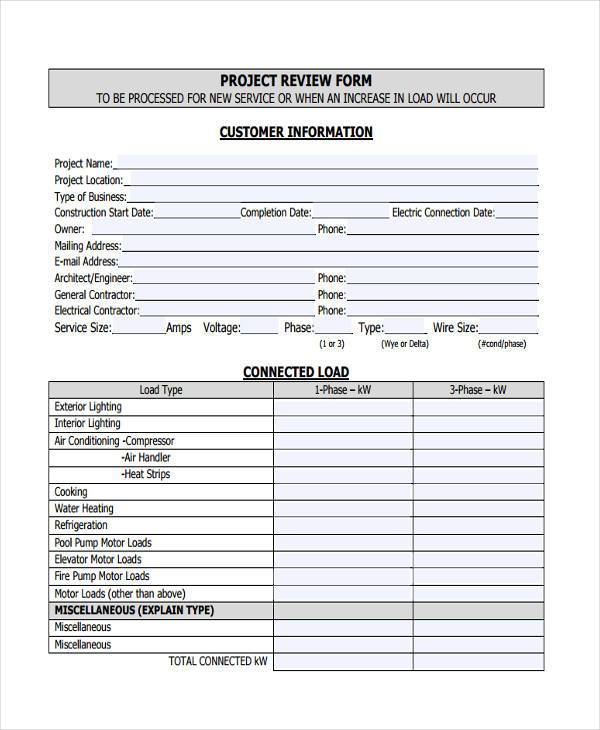 project review form in pdf