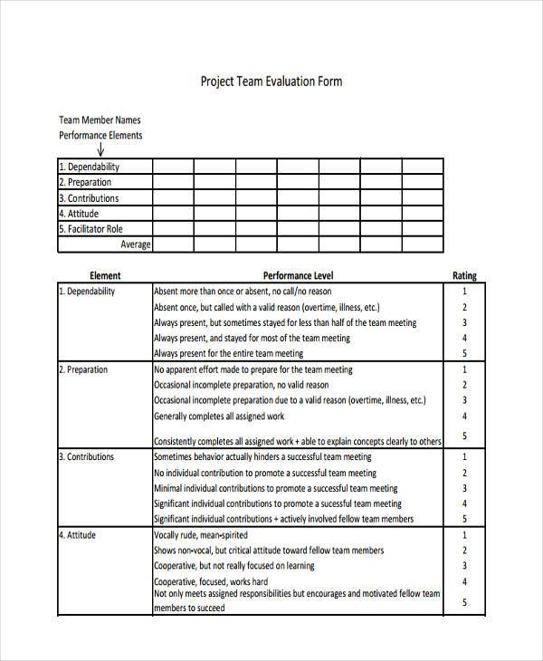 Free 10 Sample Project Evaluation Forms In Pdf Ms Word Excel Free Hot