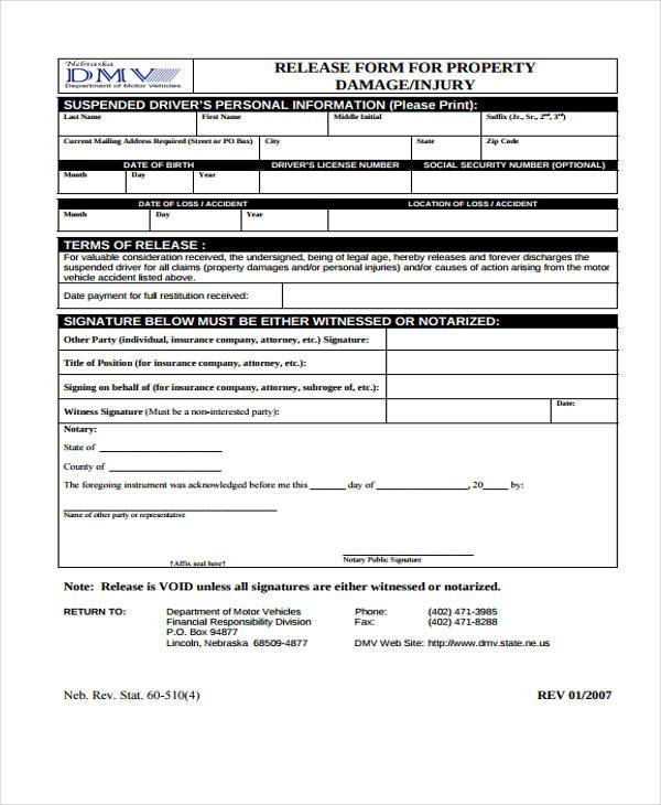 FREE 9 Property Release Forms In PDF MS Word