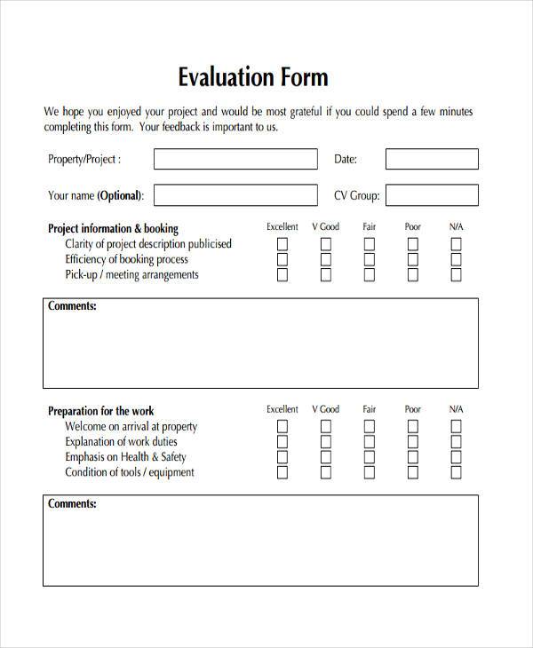 property evaluation sample form