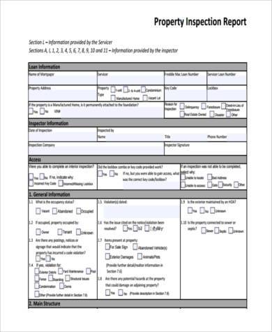 property inspection report form in pdf