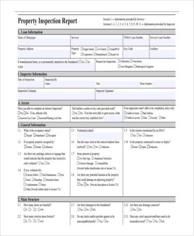 property inspection report form