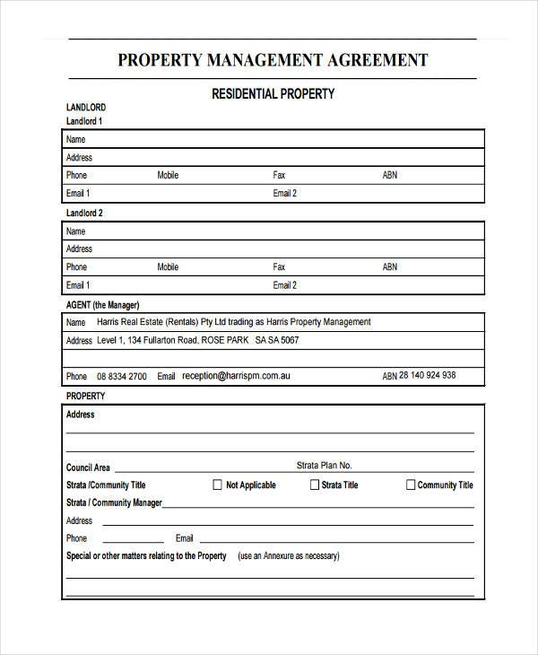 Free Property Management Forms Templates Printable Templates