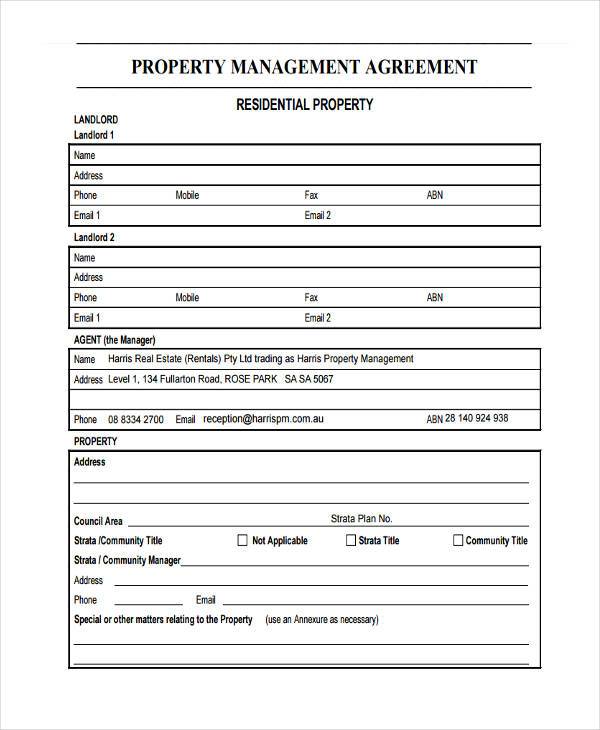 Free Property Management Agreement Template