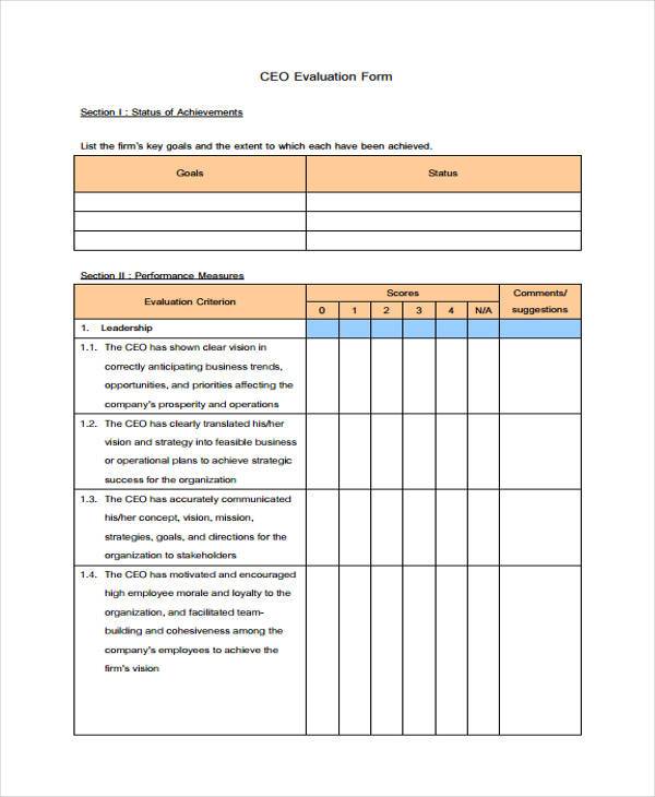 property manager evaluation form