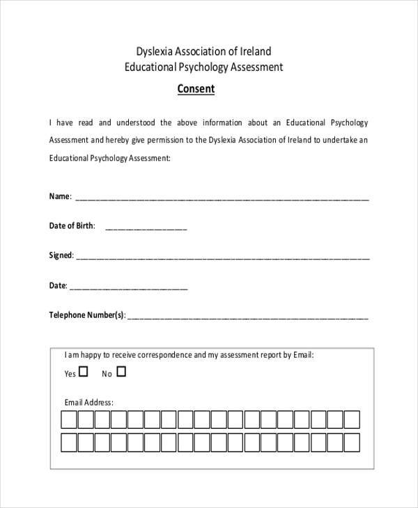 psychology consent form example