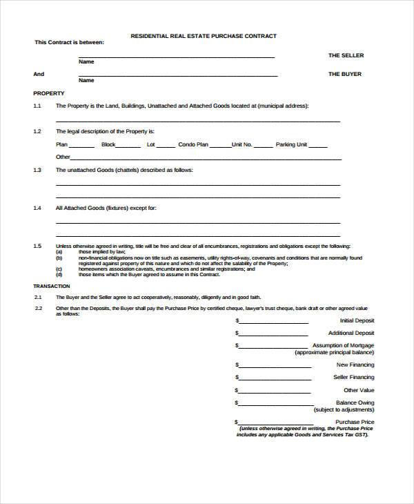 purchase order contract form sample