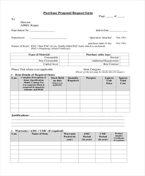 purchase proposal request form