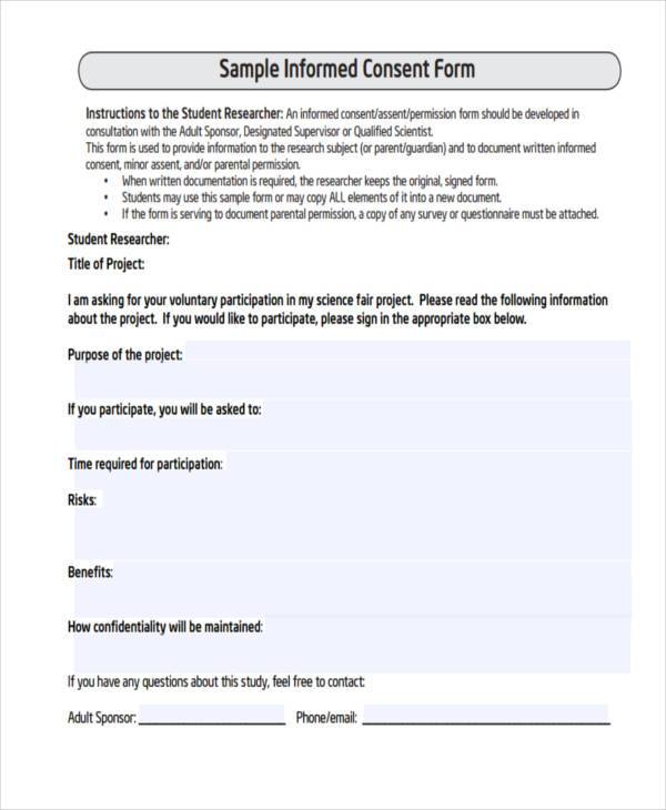 questionnaire informed consent form