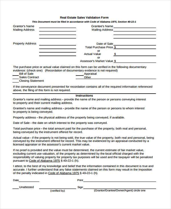 real estate bill of sale form example