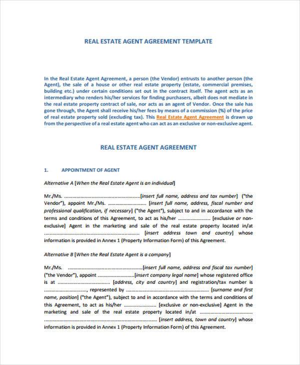 real estate exclusive agency agreement form1