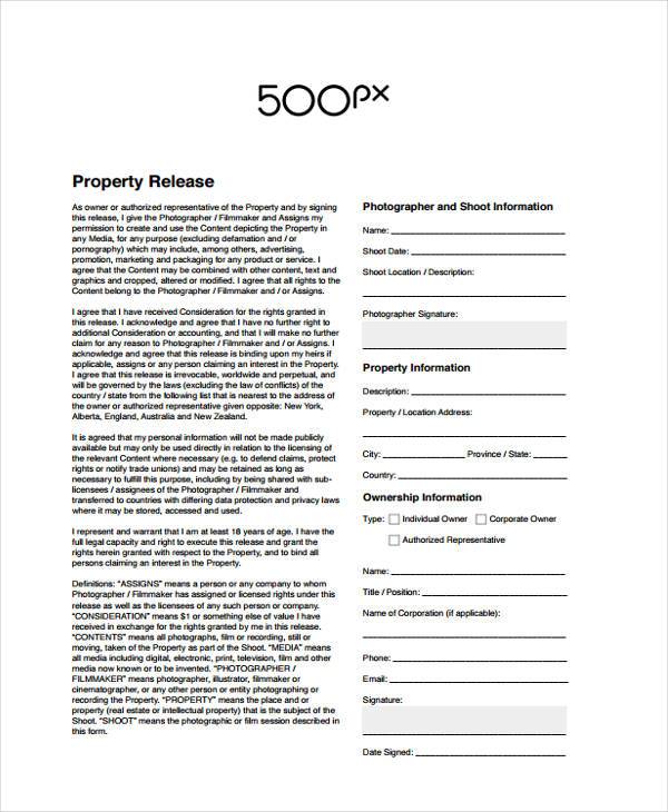 real estate property release form