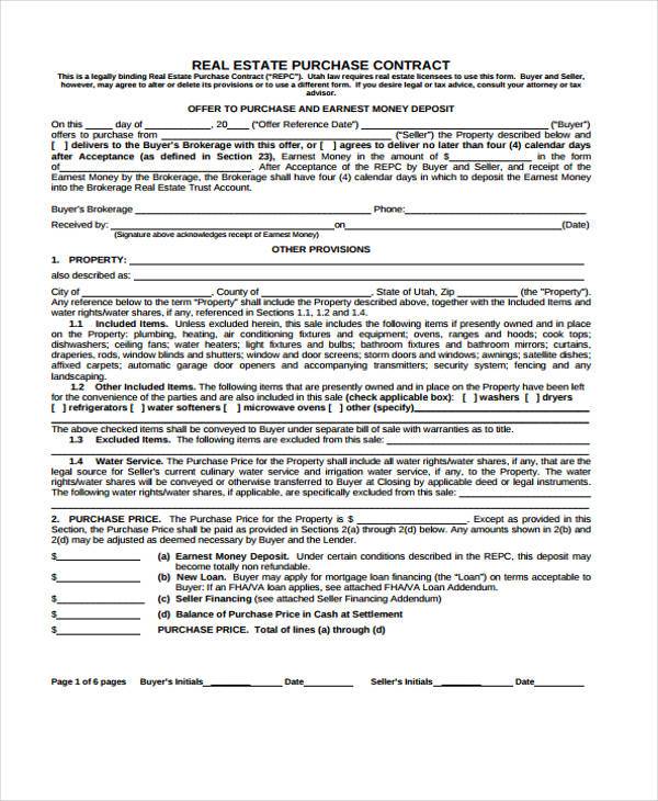 real estate purchase contract form1