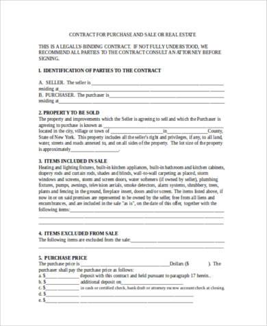 real estate purchase form in word format
