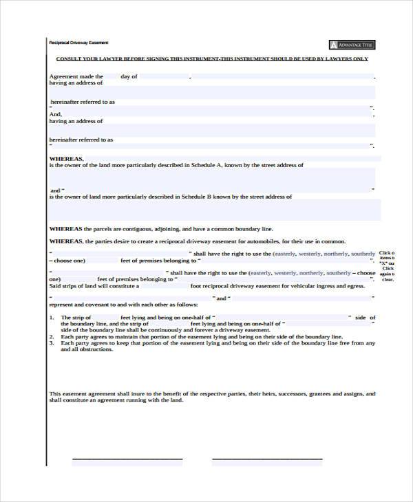 reciprocal driveway easement agreement form1