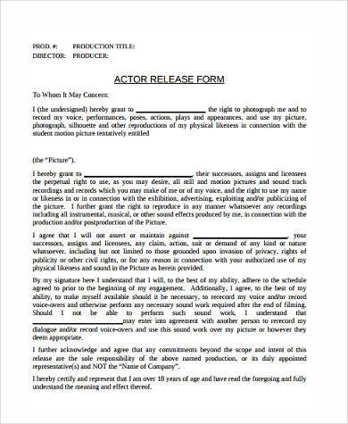 release agreement form example
