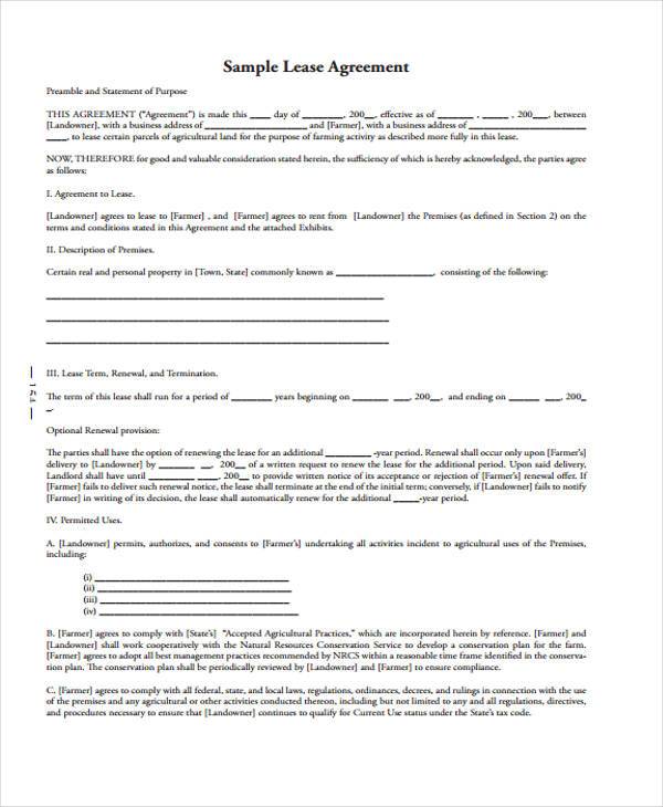 rent lease agreement form