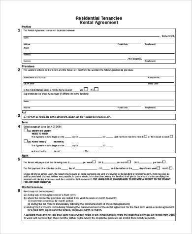 rental agreement form example