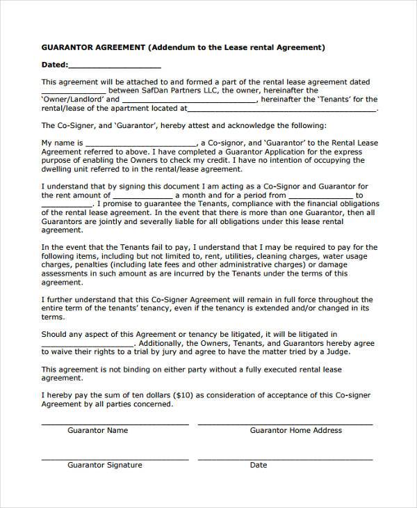 FREE 8 Sample Guarantor Agreement Forms In PDF MS Word