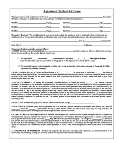 rental lease agreement form pdf